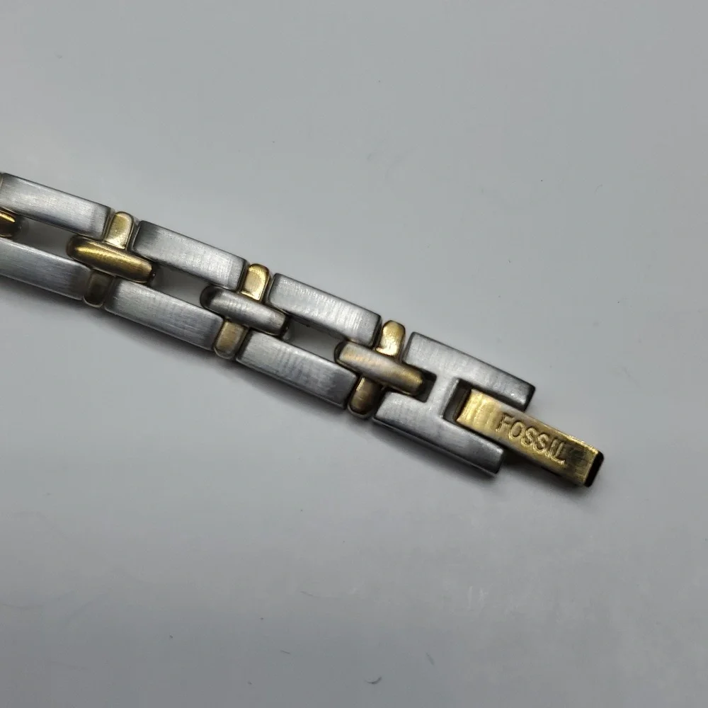 Vintage Fossil F² Watch ES9439 Two Tone Gold Silver Stainless Steel Gold